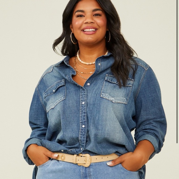 ARULA Jackets & Blazers - Arula Denim Shacket Jacket Size X / XL  NWT Plus Size